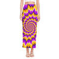 Spiral Expansion Moving Optical Illusion Side Slit Maxi Skirt