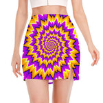 Spiral Expansion Moving Optical Illusion Side Slit Mini Skirt