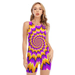 Spiral Expansion Moving Optical Illusion Sleeveless One Piece Swimsuit