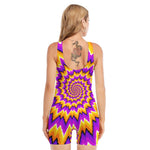 Spiral Expansion Moving Optical Illusion Sleeveless One Piece Swimsuit