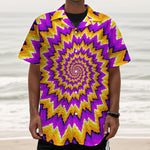 Spiral Expansion Moving Optical Illusion Textured Short Sleeve Shirt