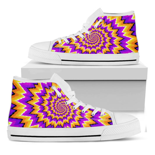 Spiral Expansion Moving Optical Illusion White High Top Sneakers