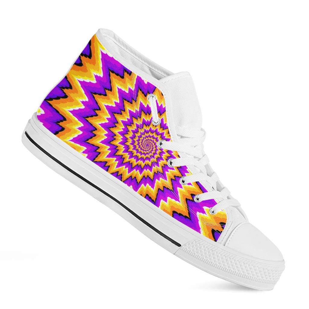 Spiral Expansion Moving Optical Illusion White High Top Sneakers