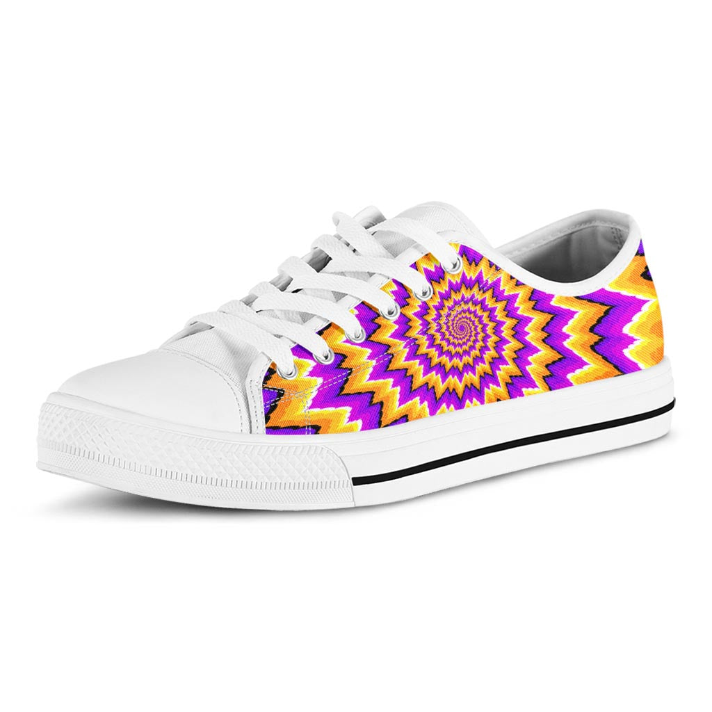 Spiral Expansion Moving Optical Illusion White Low Top Sneakers