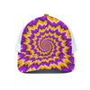 Spiral Expansion Moving Optical Illusion White Mesh Trucker Cap