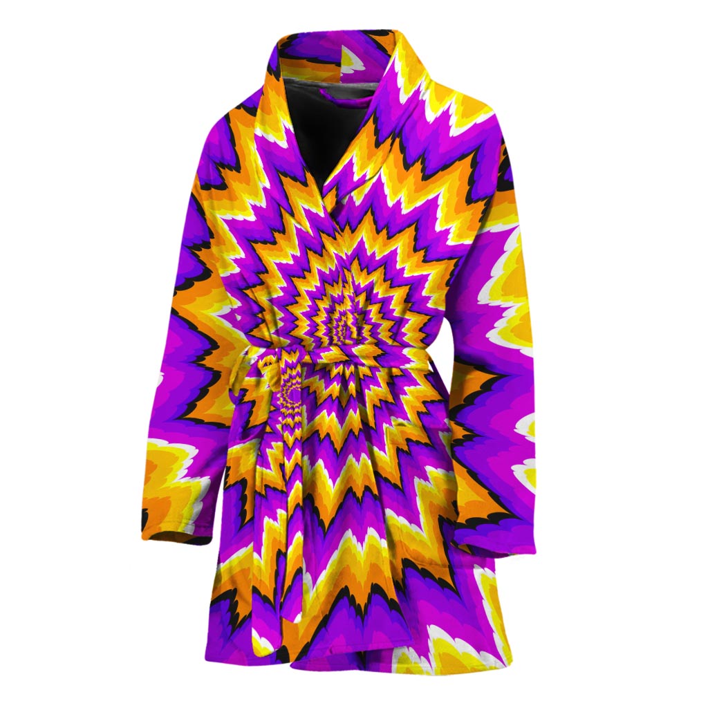 Spiral Expansion Moving Optical Illusion Women's Bathrobe