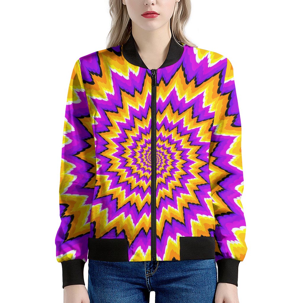 Spiral Expansion Moving Optical Illusion Women's Bomber Jacket