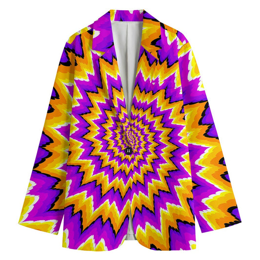 Spiral Expansion Moving Optical Illusion Women's Cotton Blazer