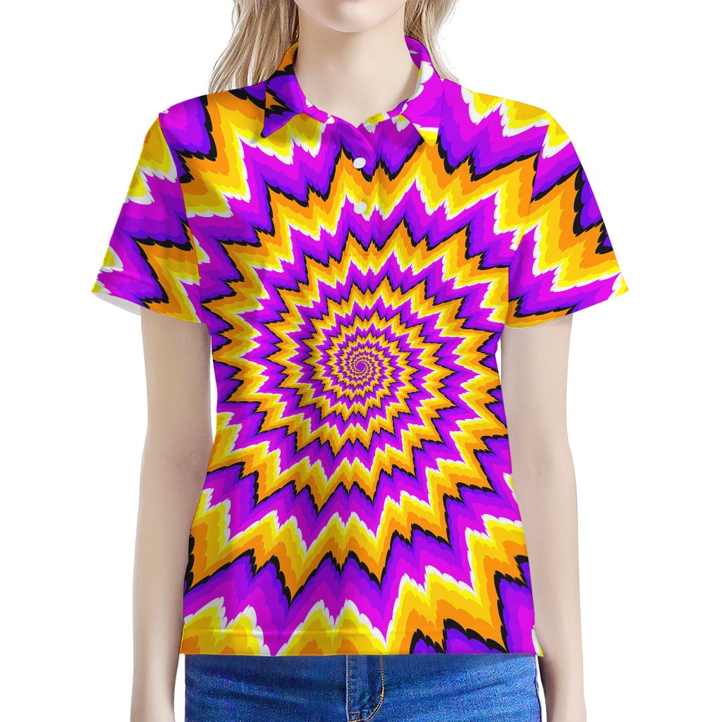 Spiral Expansion Moving Optical Illusion Women's Polo Shirt