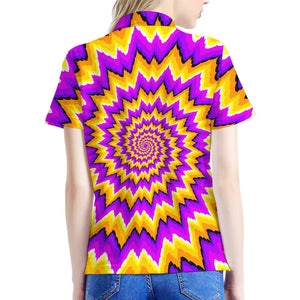 Spiral Expansion Moving Optical Illusion Women's Polo Shirt