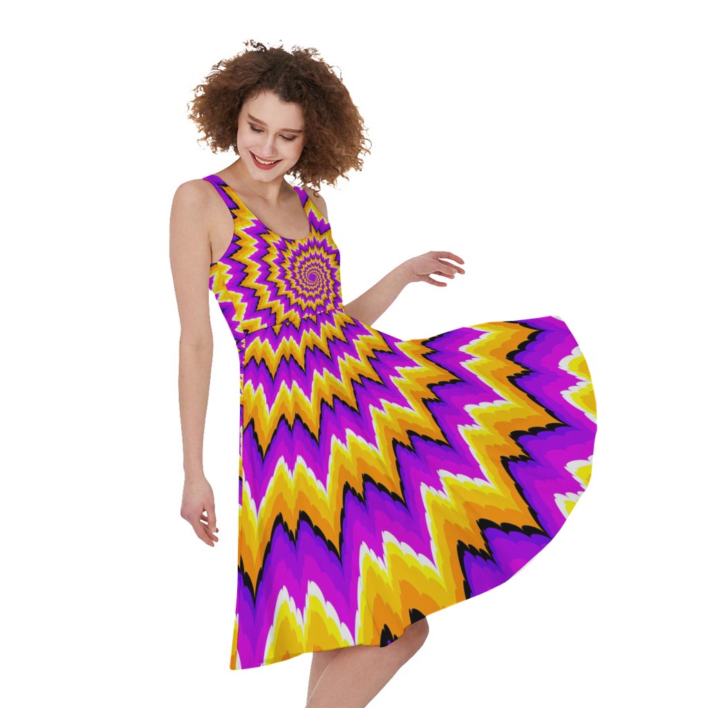 Spiral Expansion Moving Optical Illusion Women's Sleeveless Dress