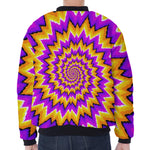 Spiral Expansion Moving Optical Illusion Zip Sleeve Bomber Jacket