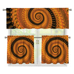 Spiral Fractal Print 3 Piece Kitchen Curtains