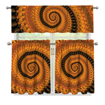 Spiral Fractal Print 3 Piece Kitchen Curtains