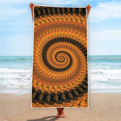 Spiral Fractal Print Beach Towel