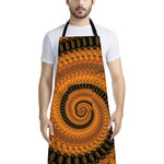Spiral Fractal Print Bib Apron With Pocket