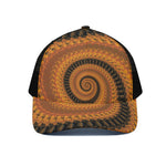Spiral Fractal Print Black Mesh Trucker Cap
