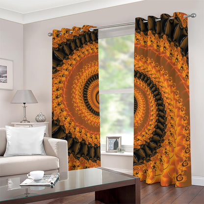 Spiral Fractal Print Blackout Grommet Curtains