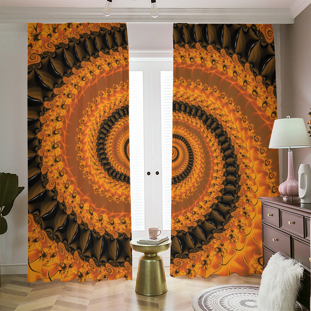 Spiral Fractal Print Blackout Pencil Pleat Curtains