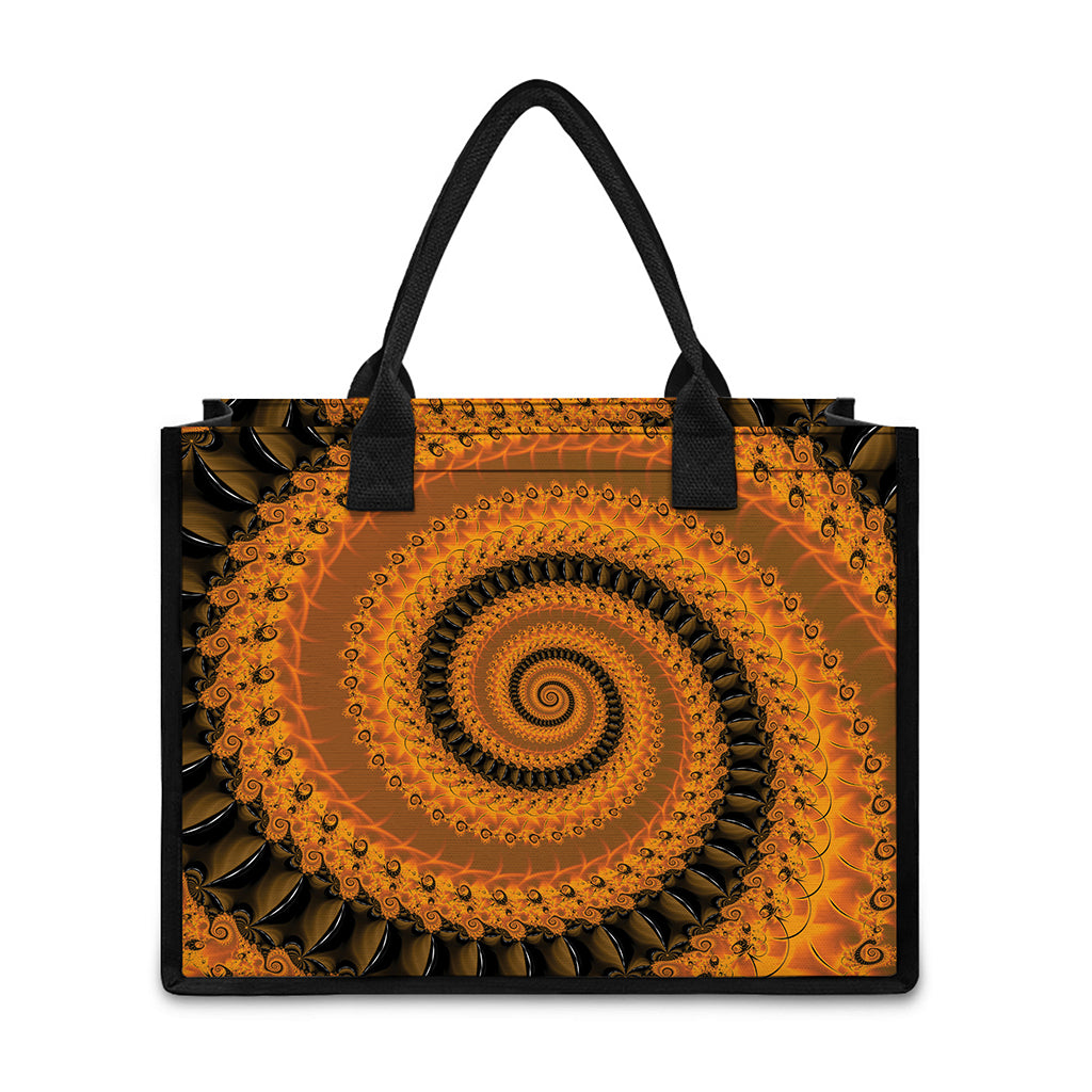 Spiral Fractal Print Canvas Tote Bag