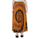 Spiral Fractal Print Chiffon Maxi Skirt