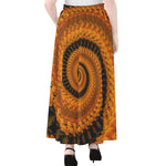 Spiral Fractal Print Chiffon Maxi Skirt