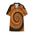 Spiral Fractal Print Cotton Hawaiian Shirt