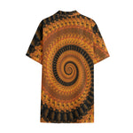Spiral Fractal Print Cotton Hawaiian Shirt