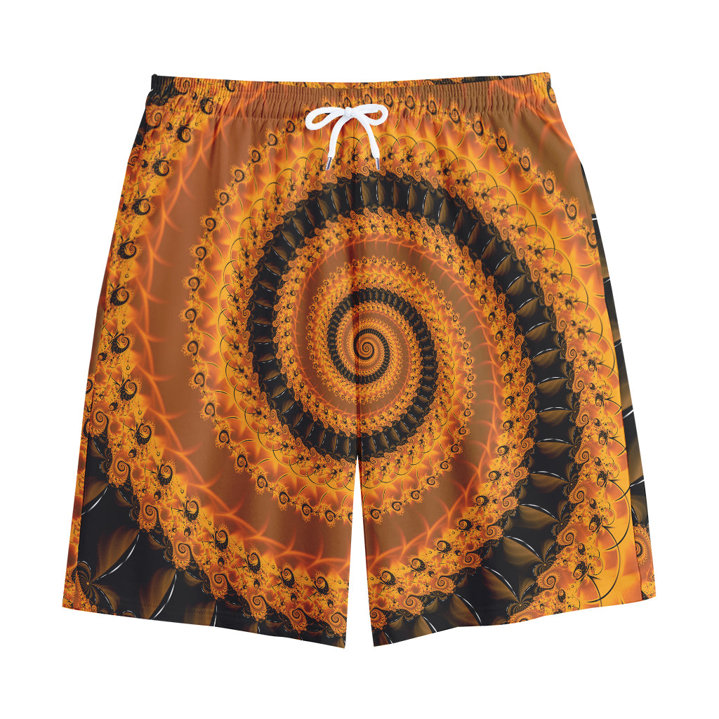 Spiral Fractal Print Cotton Shorts