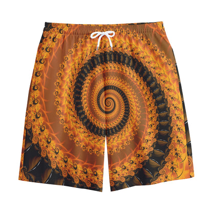 Spiral Fractal Print Cotton Shorts