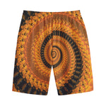 Spiral Fractal Print Cotton Shorts