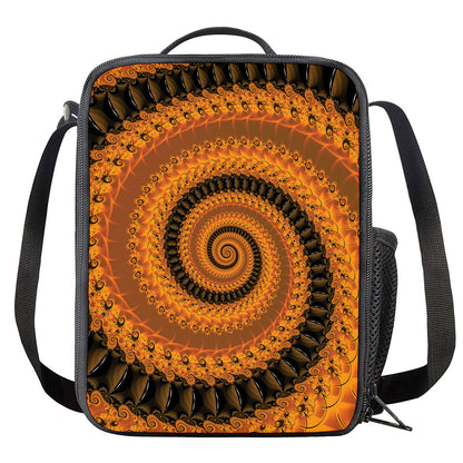 Spiral Fractal Print Crossbody Lunch Bag