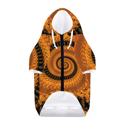Spiral Fractal Print Dog Zip Up Hoodie