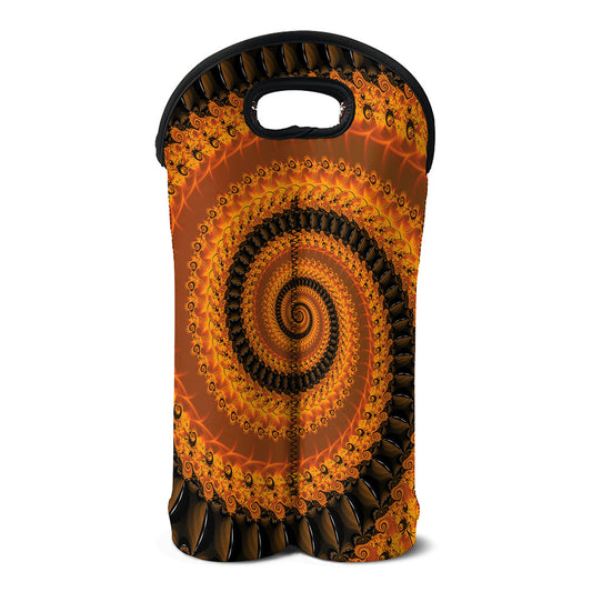 Spiral Fractal Print Double Neoprene Wine Tote