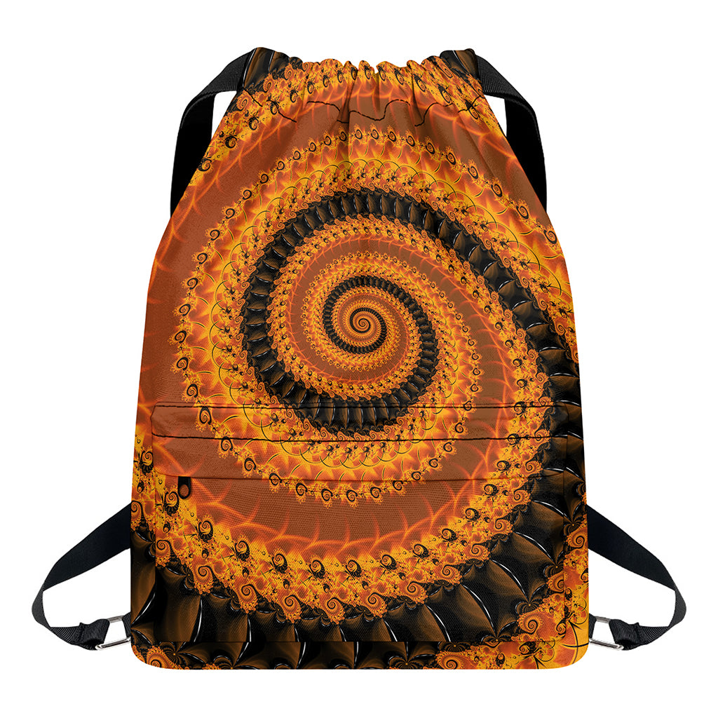 Spiral Fractal Print Drawstring Backpack
