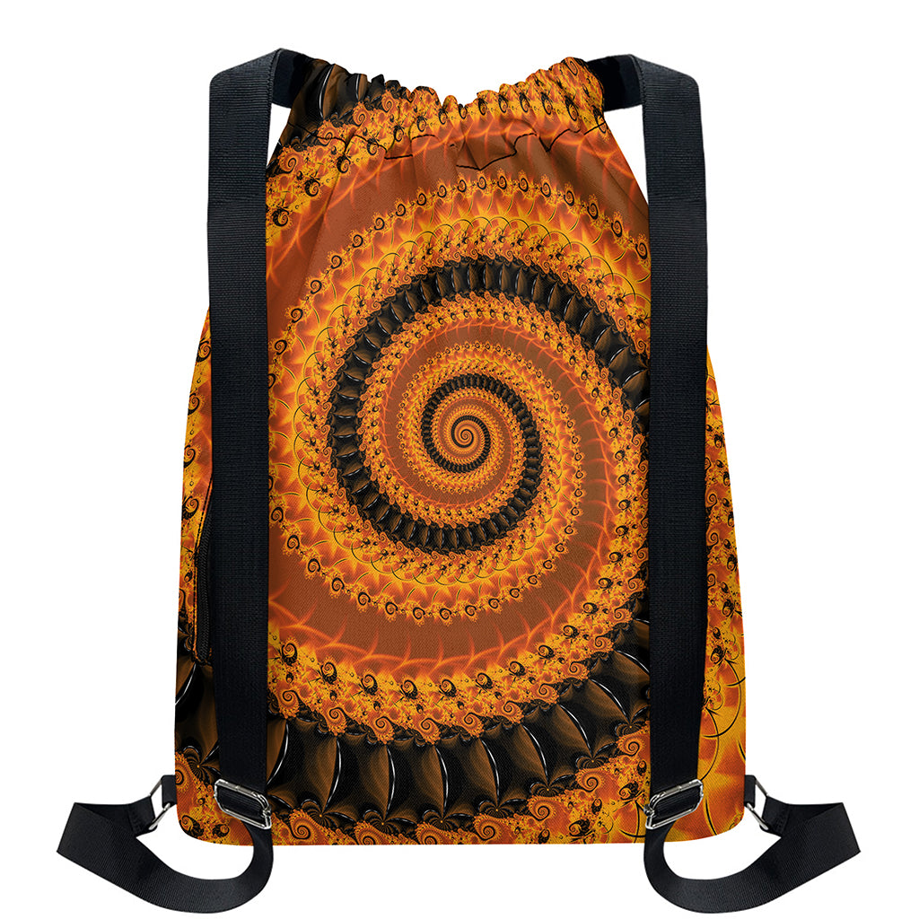 Spiral Fractal Print Drawstring Backpack