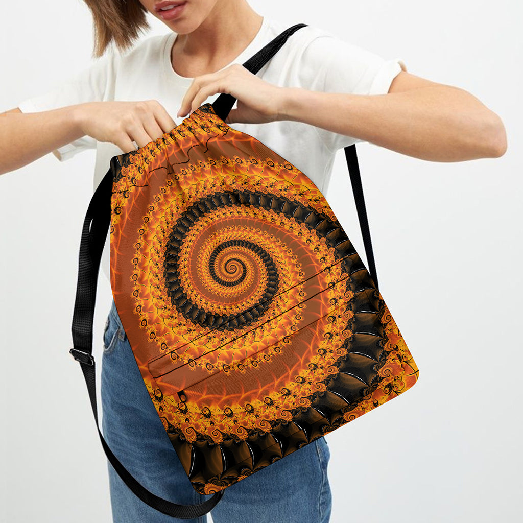 Spiral Fractal Print Drawstring Backpack