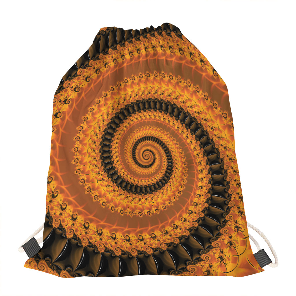 Spiral Fractal Print Drawstring Bag