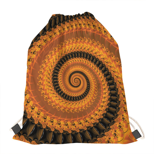Spiral Fractal Print Drawstring Bag
