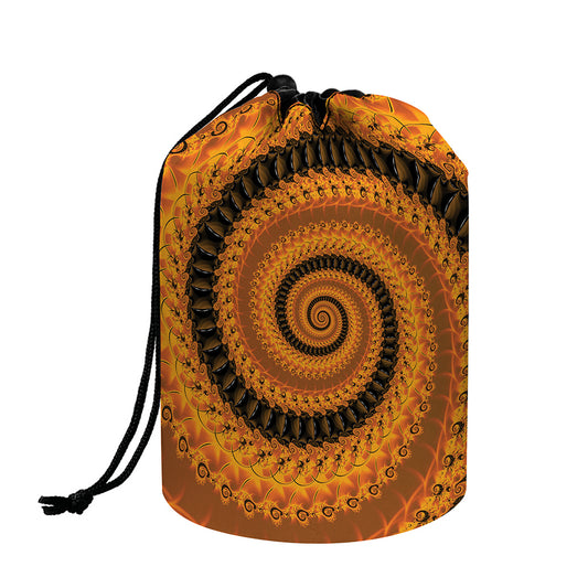 Spiral Fractal Print Drawstring Makeup Bag