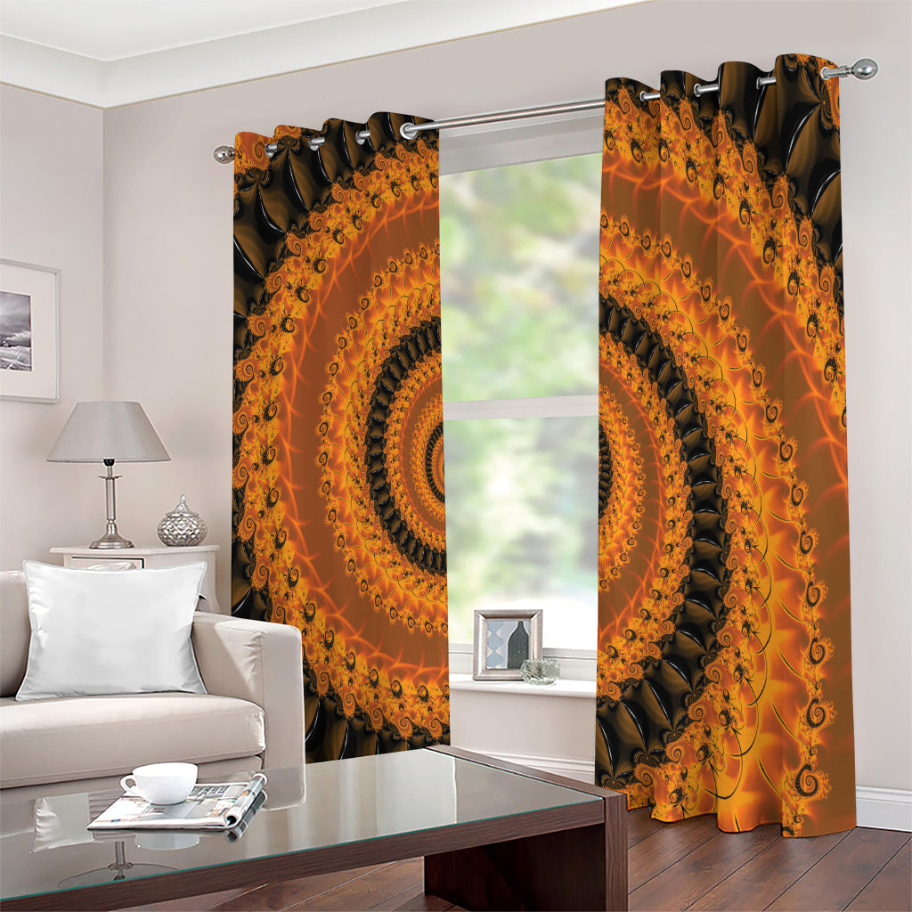 Spiral Fractal Print Extra Wide Grommet Curtains