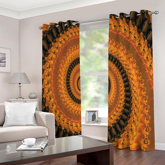 Spiral Fractal Print Extra Wide Grommet Curtains