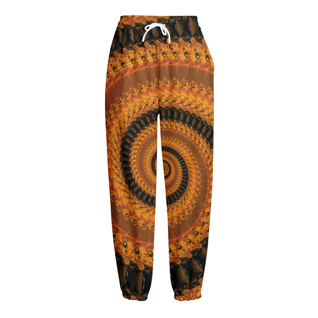 Spiral Fractal Print Fleece Lined Knit Pants