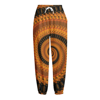 Spiral Fractal Print Fleece Lined Knit Pants