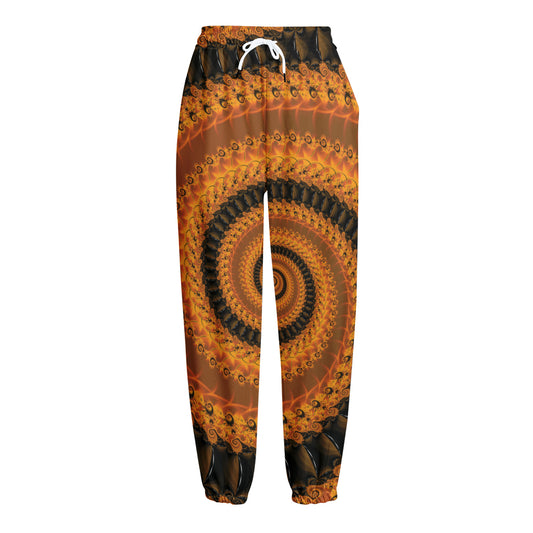 Spiral Fractal Print Fleece Lined Knit Pants