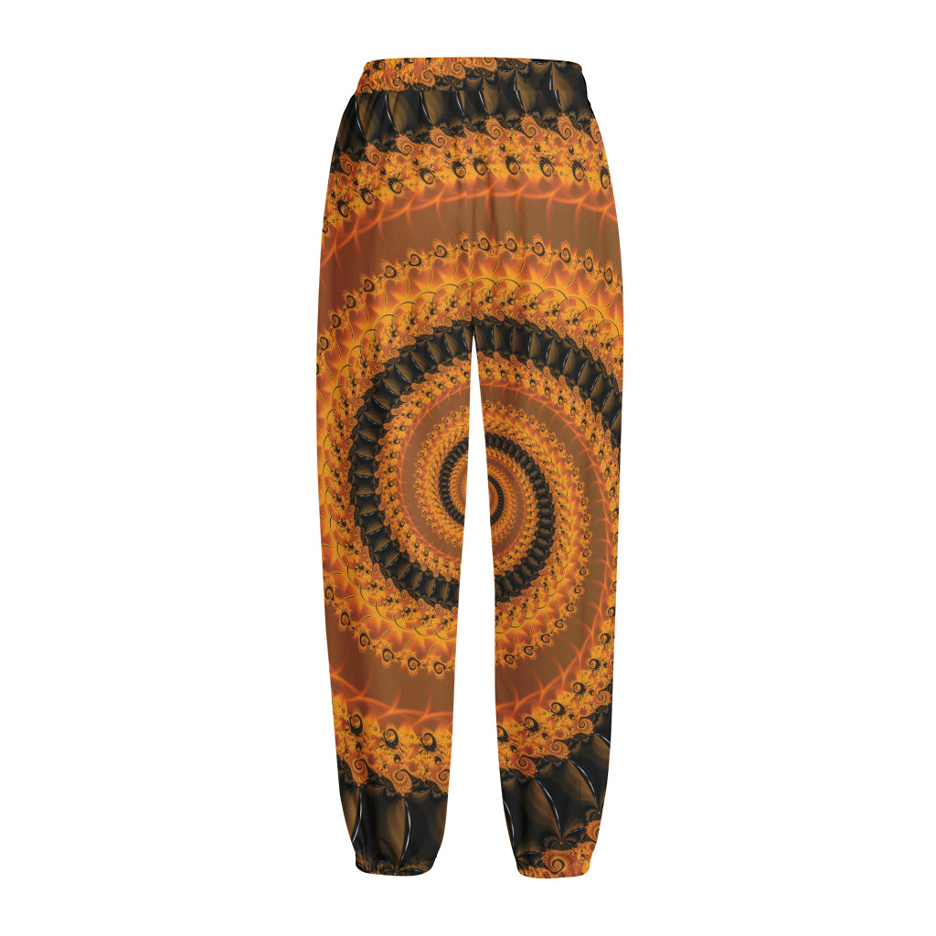 Spiral Fractal Print Fleece Lined Knit Pants