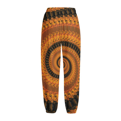 Spiral Fractal Print Fleece Lined Knit Pants