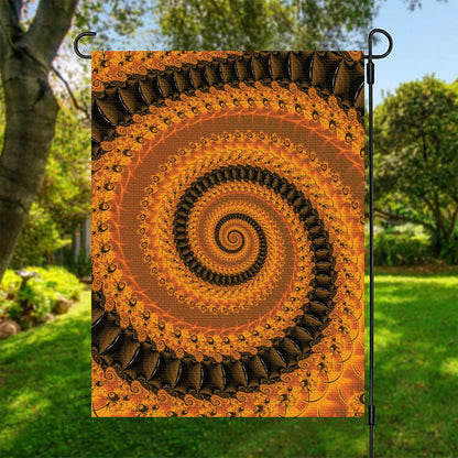 Spiral Fractal Print Garden Flag