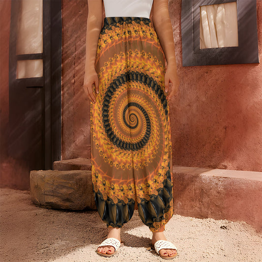 Spiral Fractal Print Harem Pants