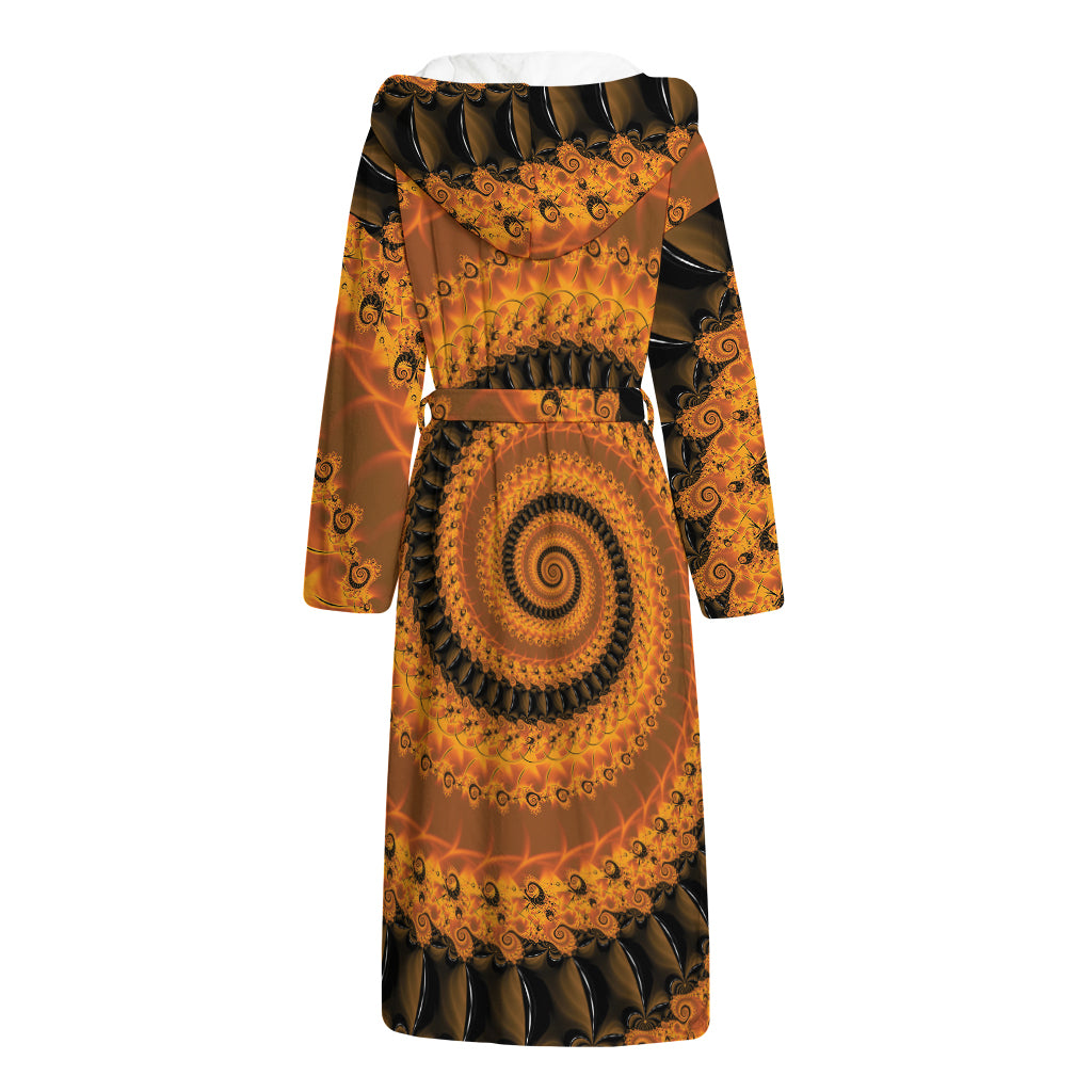 Spiral Fractal Print Hooded Bathrobe